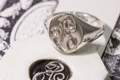 【Semi-custom made】Hand Engraved Oval Signet Ring(Sv925) 「RS」_thumbnail
