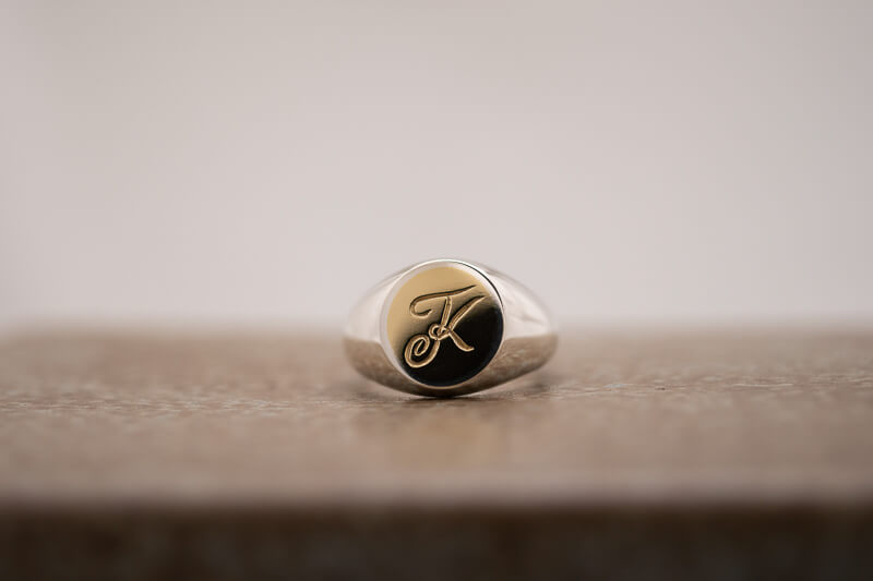 【Semi-custom made】Brass×Silver Combination Signet ring(S)(engraved)完成2