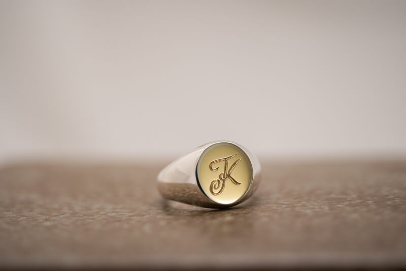 【Semi-custom made】Brass×Silver Combination Signet ring(S)(engraved)完成3