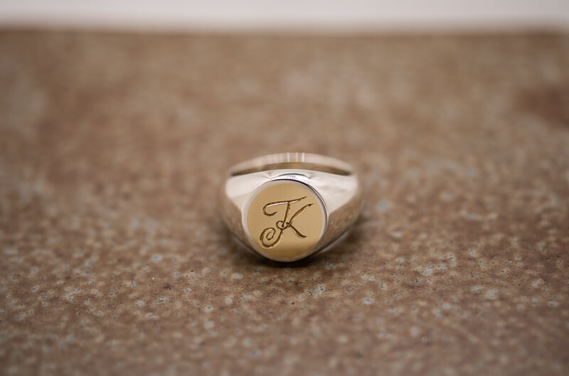 【Semi-custom made】Brass×Silver Combination Signet ring(S)(engraved)完成