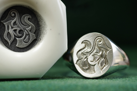 Hand Engraved Oval Signet Ring(Silver925)「Adamis」 Hand Engraved Oval Signet Ring(Silver925)「Adamis」
