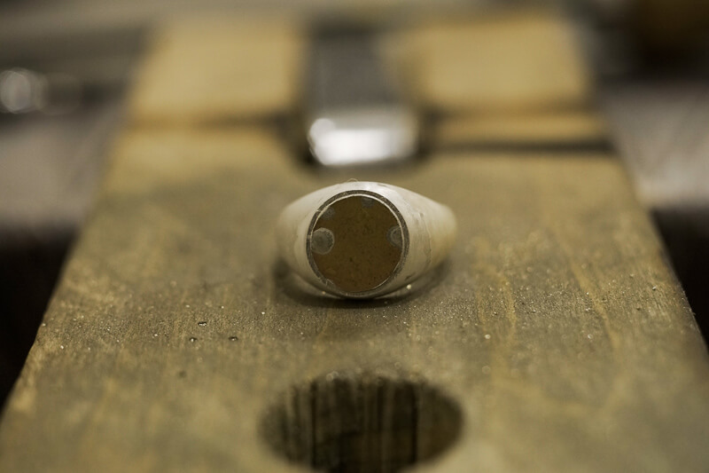 【Semi-custom made】Brass×Silver Combination Signet ring(S)(engraved)ロウ付け後