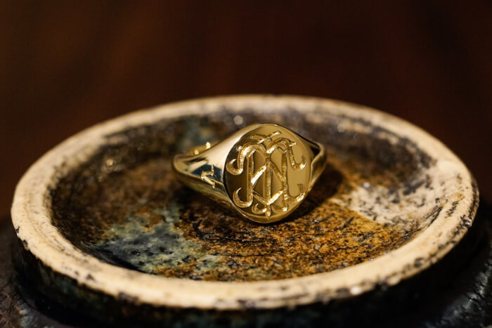 【Semi-custom made】The My Way×KUBUS Hand Engraved Oval Signet Ring(Brass) TMW_完成2
