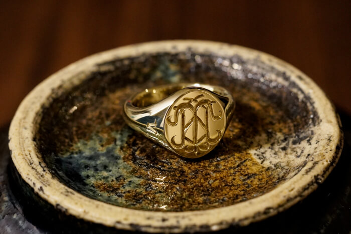 【Semi-custom made】The My Way×KUBUS Hand Engraved Oval Signet Ring(Brass) TMW_完成1