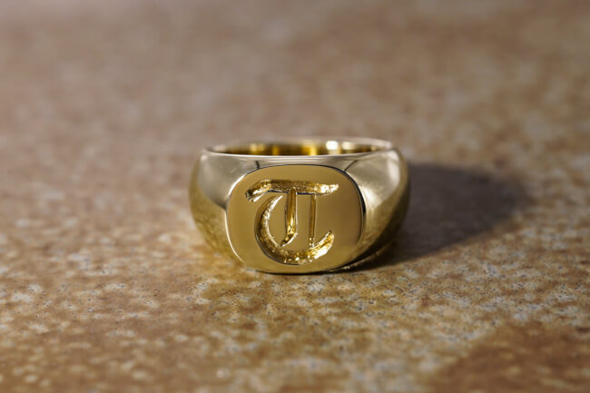 【Bespoke Order】Hand Engraved Classic Oval Square Signut Ring(Brass)T_完成1