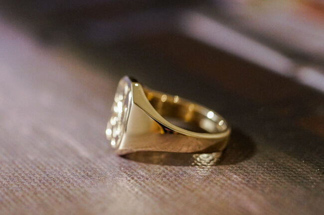 【Semi-custom made】Hand Engraved Octagon Signet Ring(9ct Gold) 「SO」_完成3