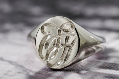 【Semi-custom made】Hand Engraved Oval Signet Ring(Sv925) 「TF」_thumbnail