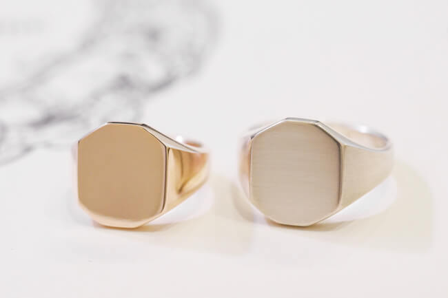 【Semi-custom made】Pair Octagon Signet Ring(9ct Yellow Gold&Sv925)_完成2