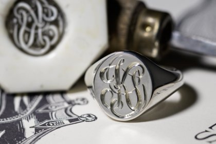 【Semi-custom made】Glayage KYOTO×KUBUS Hand Engraved Oval Signet Ring(Sv925) 「KS」_thumbnail