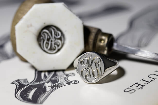 【Semi-custom made】Glayage KYOTO×KUBUS Hand Engraved Oval Signet Ring(Sv925) 「KS」_完成1