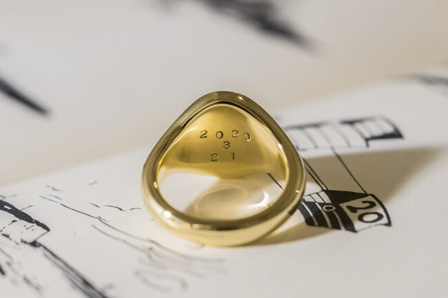 【Semi-custom made】Hand Engraved Oval Signet Ring(Brass) 「TO」_完成5