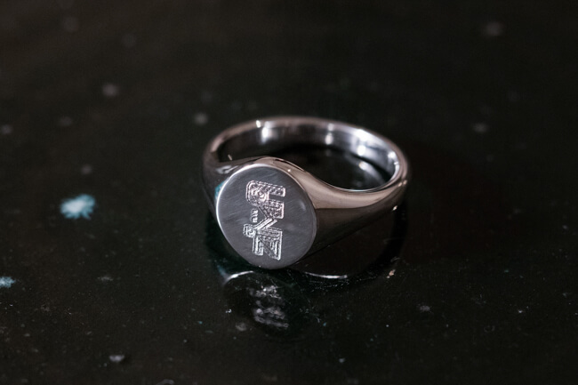 【Semi-custom made】The My Way×KUBUS  Oval Signet Ring(Sv925) Machine carved2