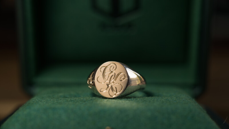 Hand Engraved Oval Signet Rings(K10YG)「CK」＋「AT（側面彫刻）」_13