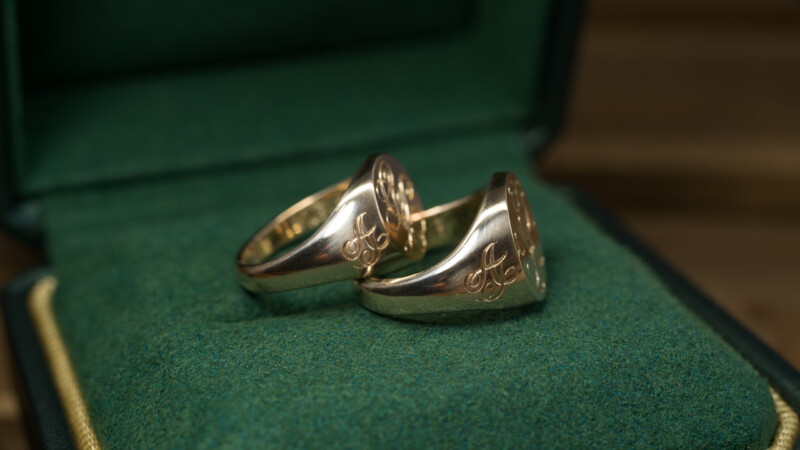 Hand Engraved Oval Signet Rings(K10YG)「CK」＋「AT（側面彫刻）」_21