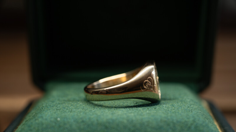 Hand Engraved Mellow Square Signet Ring(K14YG)「K+翼+星+蓮」+「T(側面彫刻)」+「N(側面彫刻)」_12 Hand Engraved Mellow Square Signet Ring(K14YG)「K+翼+星+蓮」+「T(側面彫刻)」+「N(側面彫刻)」_12