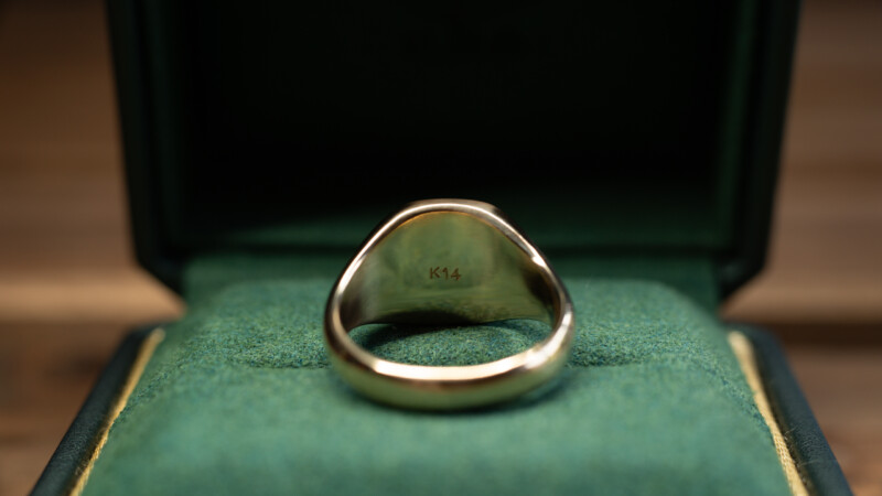 Hand Engraved Mellow Square Signet Ring(K14YG)「K+翼+星+蓮」+「T(側面彫刻)」+「N(側面彫刻)」_10 Hand Engraved Mellow Square Signet Ring(K14YG)「K+翼+星+蓮」+「T(側面彫刻)」+「N(側面彫刻)」_10