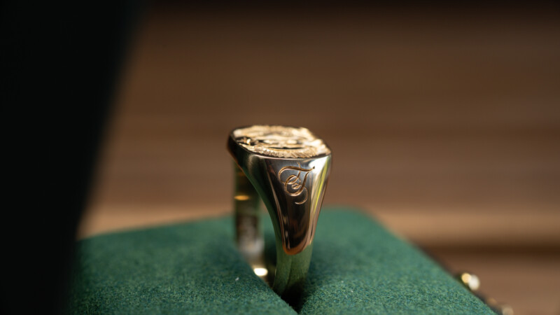 Hand Engraved Mellow Square Signet Ring(K14YG)「K+翼+星+蓮」+「T(側面彫刻)」+「N(側面彫刻)」_6 Hand Engraved Mellow Square Signet Ring(K14YG)「K+翼+星+蓮」+「T(側面彫刻)」+「N(側面彫刻)」_6