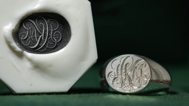 Hand Engraved Landscape Oval Signet Ring(Sv925) 「HKM」2