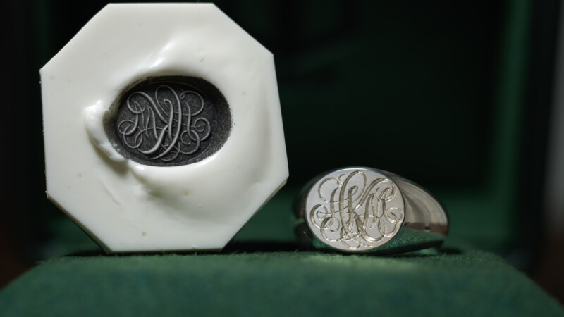 Hand Engraved Landscape Oval Signet Ring(Sv925) 「HKM」