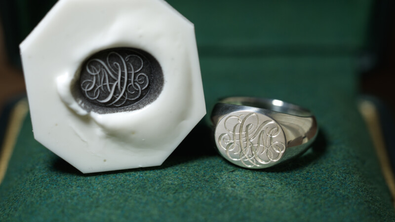 Hand Engraved Landscape Oval Signet Ring(Sv925) 「HKM」4