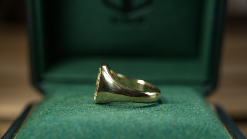 Hand Engraved Oval Signet Ring(Brass)「S+オオゴチョウ」_4