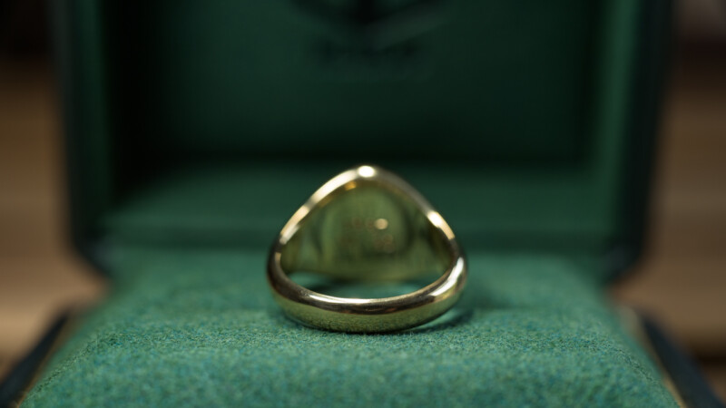 Hand Engraved Oval Signet Ring(Brass)「S+オオゴチョウ」_6