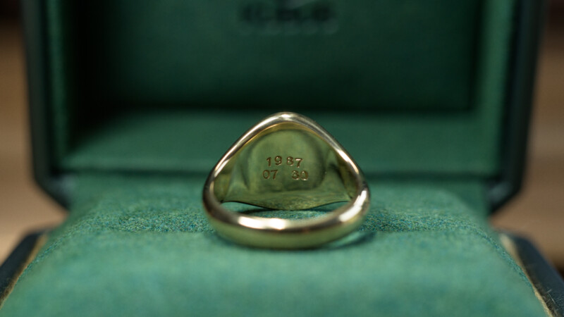 Hand Engraved Oval Signet Ring(Brass)「S+オオゴチョウ」_7