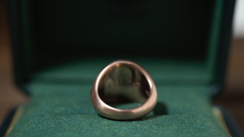 Hand Engraved Circle Signet Ring(K10PG)「Ray（お持ち込みデザイン）＋茨冠＋彼岸花」＋「バラ（側面彫刻）」_10