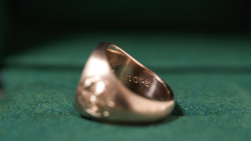 Hand Engraved Circle Signet Ring(K10PG)「Ray（お持ち込みデザイン）＋茨冠＋彼岸花」＋「バラ（側面彫刻）」_14