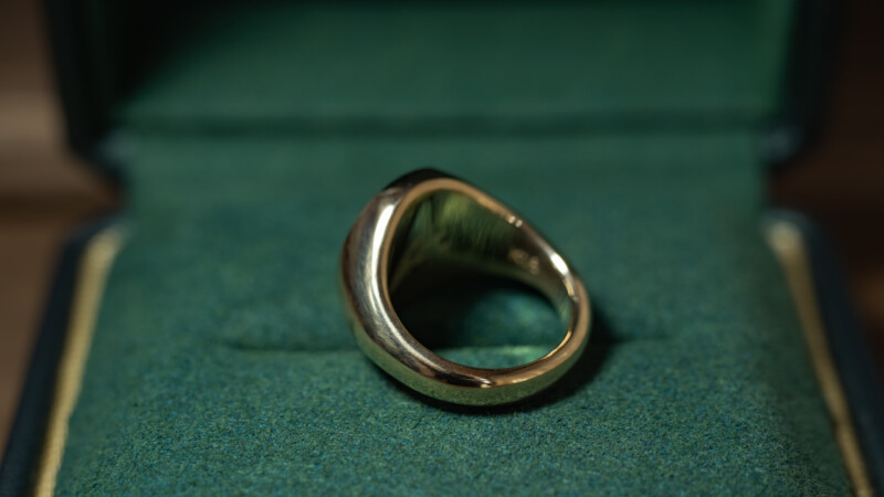 Hand Engraved Oval Signet Ring(K18YG)「YD＋扉＋光＋猫の尻尾＋稲妻や割れ目のような模様」_7