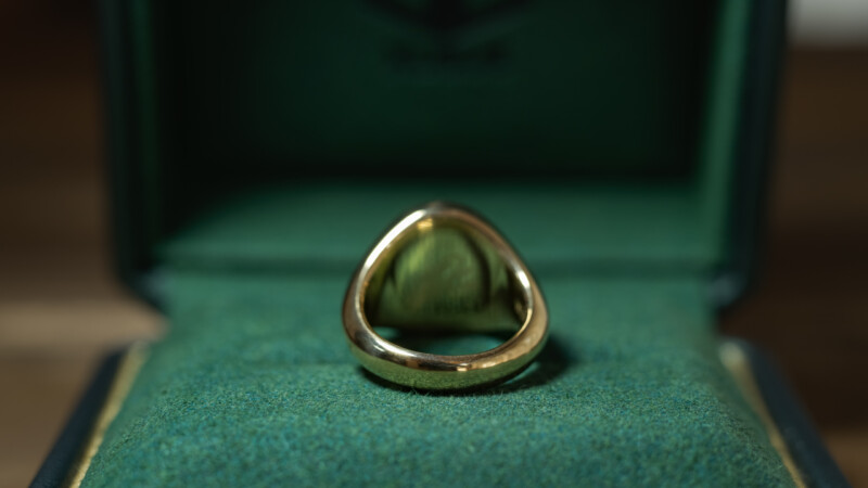 Hand Engraved Oval Signet Ring(K18YG)「YD＋扉＋光＋猫の尻尾＋稲妻や割れ目のような模様」_8