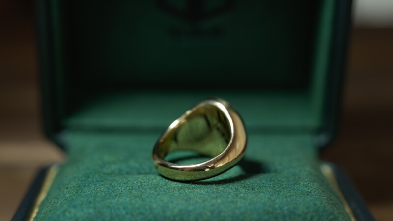 Hand Engraved Oval Signet Ring(K18YG)「YD＋扉＋光＋猫の尻尾＋稲妻や割れ目のような模様」_9