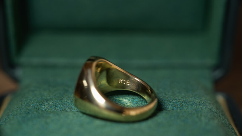 Hand Engraved Oval Signet Ring(K18YG)「YD＋扉＋光＋猫の尻尾＋稲妻や割れ目のような模様」_14