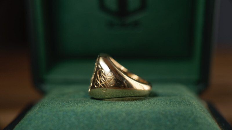 Hand Engraved Mellow Square Signet Ring(K18YG)「木村」＋「KHJ・KM（側面彫刻）」＋「M（裏面彫刻）」_7