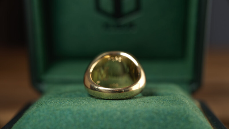Hand Engraved Mellow Square Signet Ring(K18YG)「木村」＋「KHJ・KM（側面彫刻）」＋「M（裏面彫刻）」_9