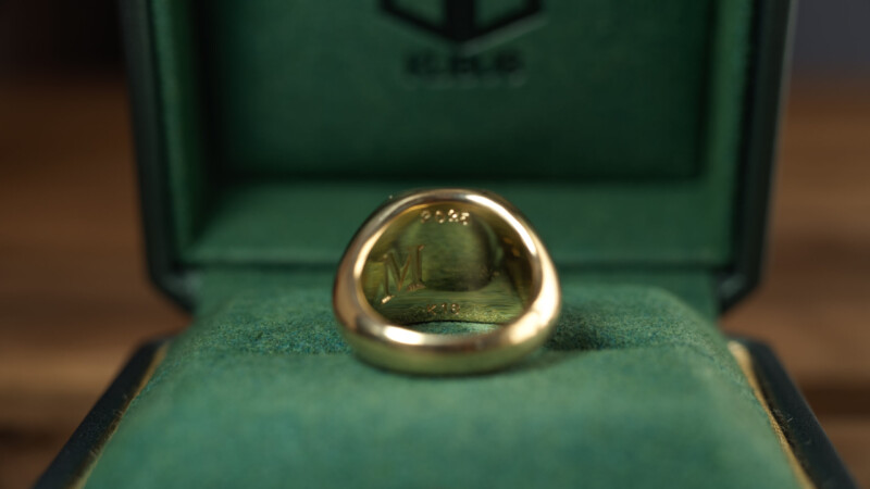 Hand Engraved Mellow Square Signet Ring(K18YG)「木村」＋「KHJ・KM（側面彫刻）」＋「M（裏面彫刻）」_11