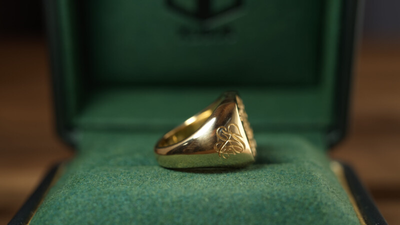 Hand Engraved Mellow Square Signet Ring(K18YG)「木村」＋「KHJ・KM（側面彫刻）」＋「M（裏面彫刻）」_14