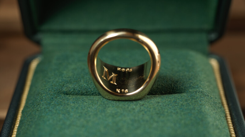 Hand Engraved Mellow Square Signet Ring(K18YG)「木村」＋「KHJ・KM（側面彫刻）」＋「M（裏面彫刻）」_17