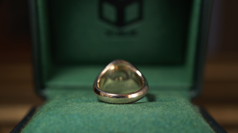 Hand Engraved Oval Signet Ring(K9YG)「AA＋月下美人」_6