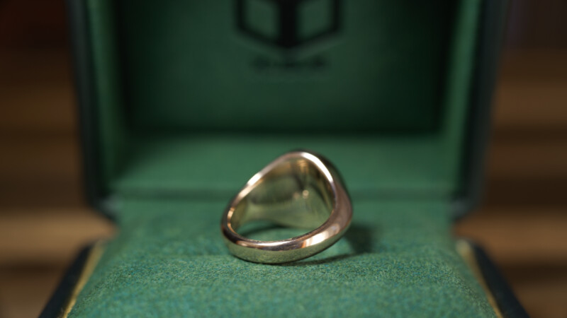 Hand Engraved Oval Signet Ring(K9YG)「AA＋月下美人」_8