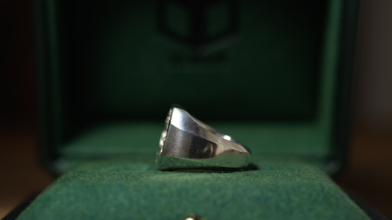 Hand Engraved Octagon Signet Ring(Silver925)「H＋蛇（ウロボロス）」_6