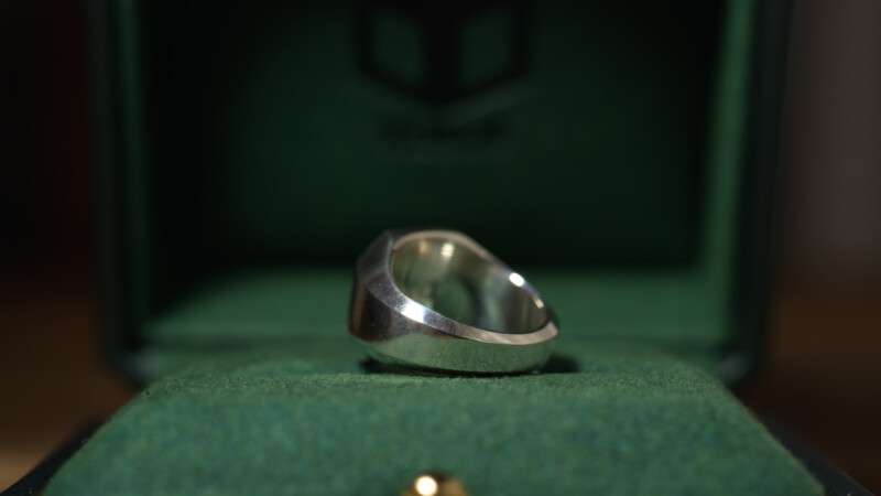 Hand Engraved Octagon Signet Ring(Silver925)「H＋蛇（ウロボロス）」_7