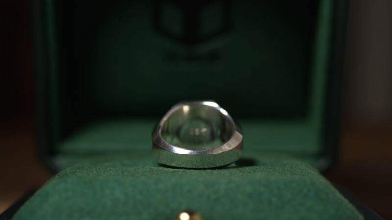 Hand Engraved Octagon Signet Ring(Silver925)「H＋蛇（ウロボロス）」_8