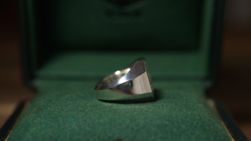 Hand Engraved Octagon Signet Ring(Silver925)「H＋蛇（ウロボロス）」_10