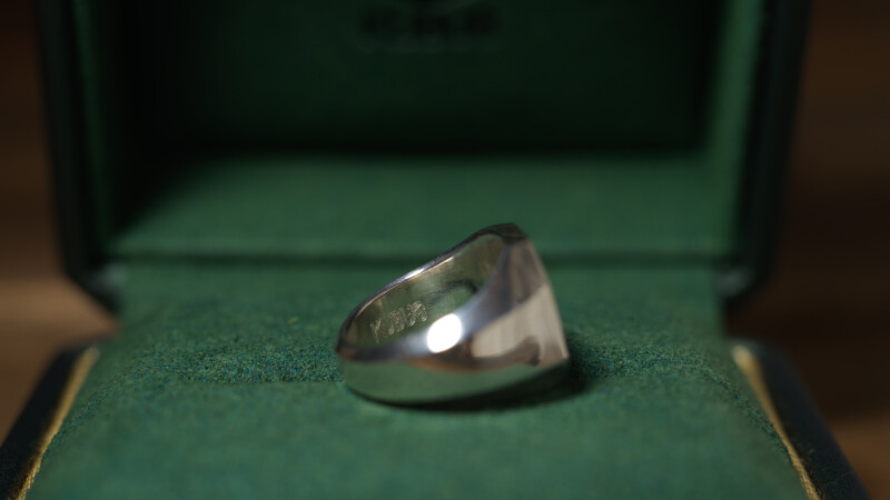 Hand Engraved Octagon Signet Ring(Silver925)「H＋蛇（ウロボロス）」_11