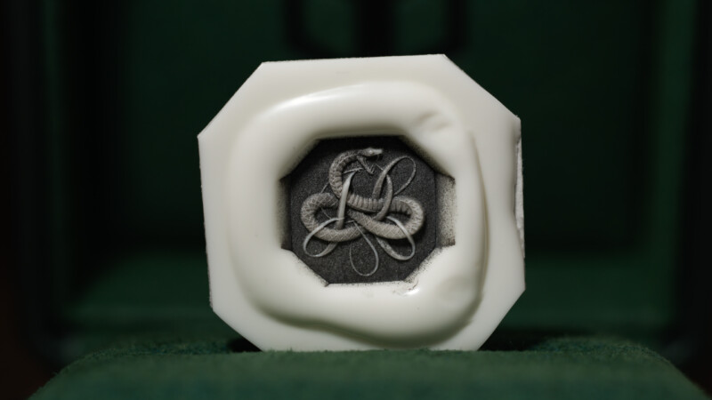 Hand Engraved Octagon Signet Ring(Silver925)「H＋蛇（ウロボロス）」_12