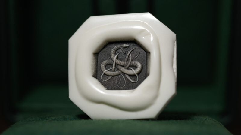 Hand Engraved Octagon Signet Ring(Silver925)「H＋蛇（ウロボロス）」_13