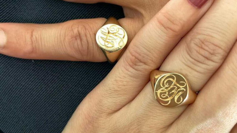 【Wedding Anniversary Signet Rings】Hand Engraved Oval Signet Ring「MT」(K14YG)_7 【Wedding Anniversary Signet Rings】Hand Engraved Oval Signet Ring「MT」(K14YG)_7