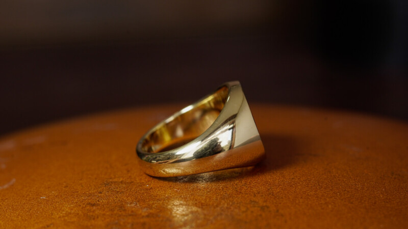 Hand Engraved Circle Signet Ring「HOPE,Bell」(K18YG)_16