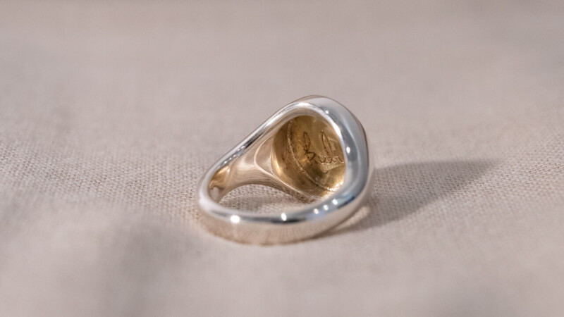 【Regular item】Brass×Silver combination Signet-ring(M)10